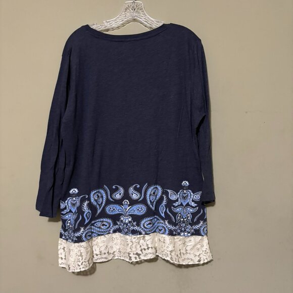 KA Knights Apparel Womens UNC Tarheels Navy Blue Paisley Lace Shirt Size 2XL - Picture 2 of 5